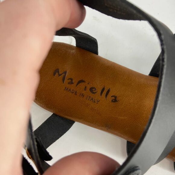 Mariella Leather Black Gladiator Caged Ankle Open Toe Sandal womens 8.5 - Picture 6 of 7